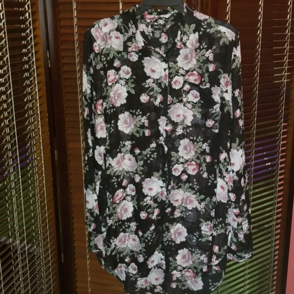 Rue21 Tops - ***SOLD***** Black Floral Long Sleeve Blouse